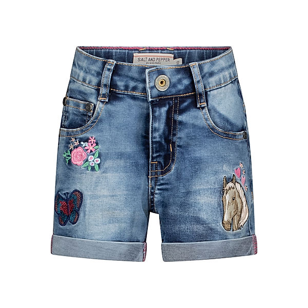 Salt & Pepper Jeans-Shorts HORSE in mid blue