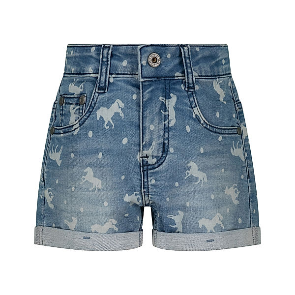 Salt & Pepper Jeans-Shorts HORSES AOP in light blue