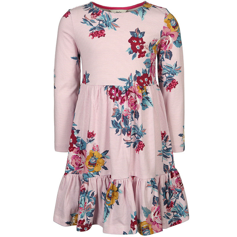 Jersey-Kleid EVELYN – FLORAL gestreift in pink