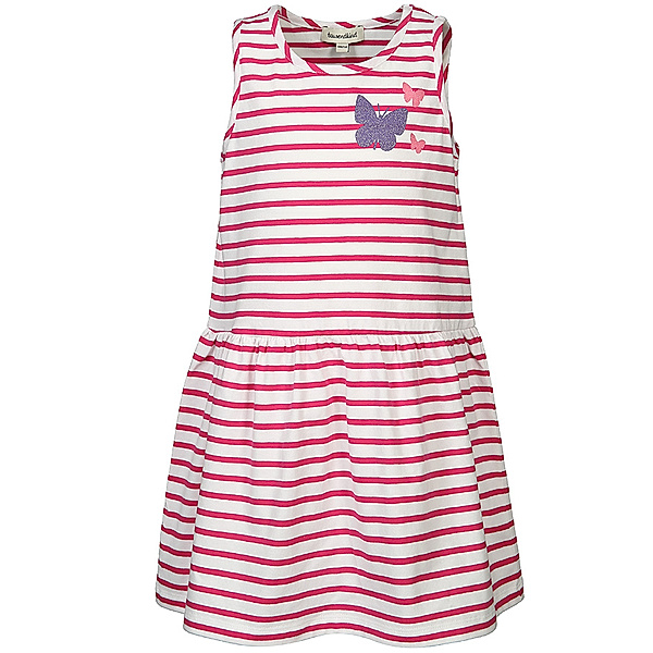 tausendkind collection Jersey-Kleid GLITZER-SCHMETTERLING gestreift in weiß/pink