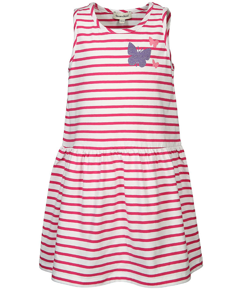 Jersey-Kleid GLITZER-SCHMETTERLING gestreift in weiß pink kaufen