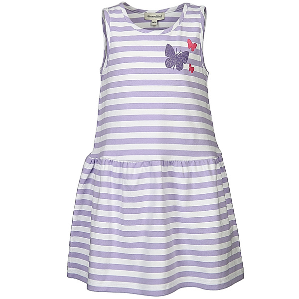 tausendkind collection Jersey-Kleid GLITZER-SCHMETTERLING gestreift in lavendel/weiß