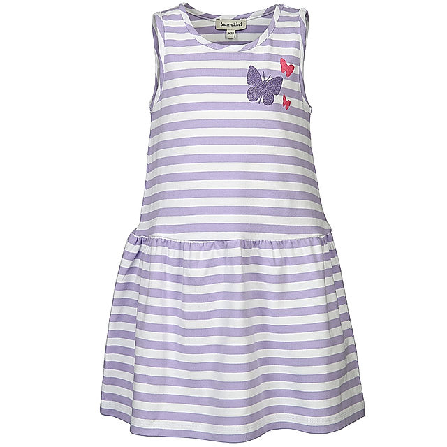 Jersey-Kleid GLITZER-SCHMETTERLING gestreift in lavendel weiß