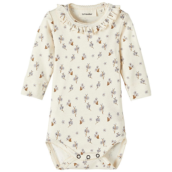 Lil' Atelier Jersey-Langarmbody NBFGAYA FLOWER in turtledove