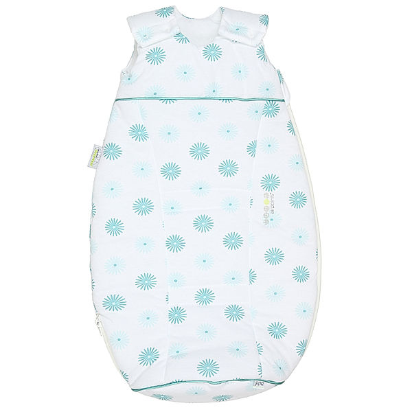 Odenwälder Jersey-Schlafsack BABY-NEST® AIRPOINTS® FLOWERS in weiss/mint