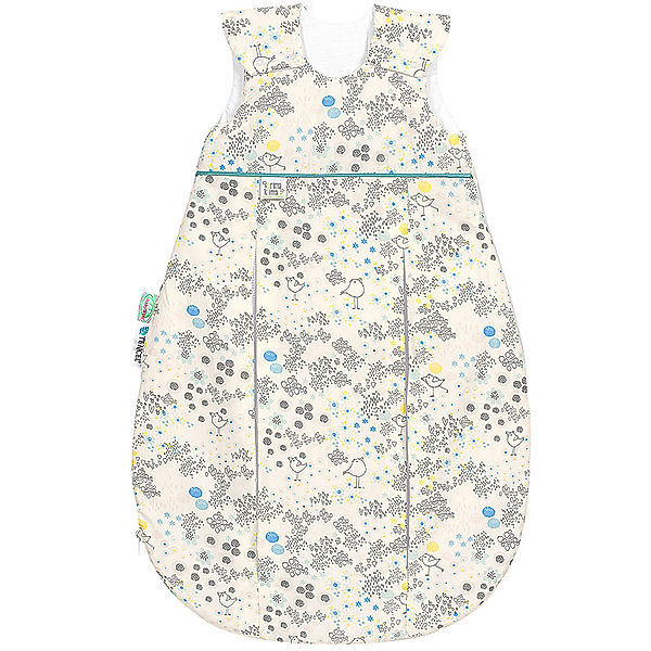 Odenwälder Jersey-Schlafsack BABYNEST® PRIMA KLIMA FLOWER BIRDS in creme/blau