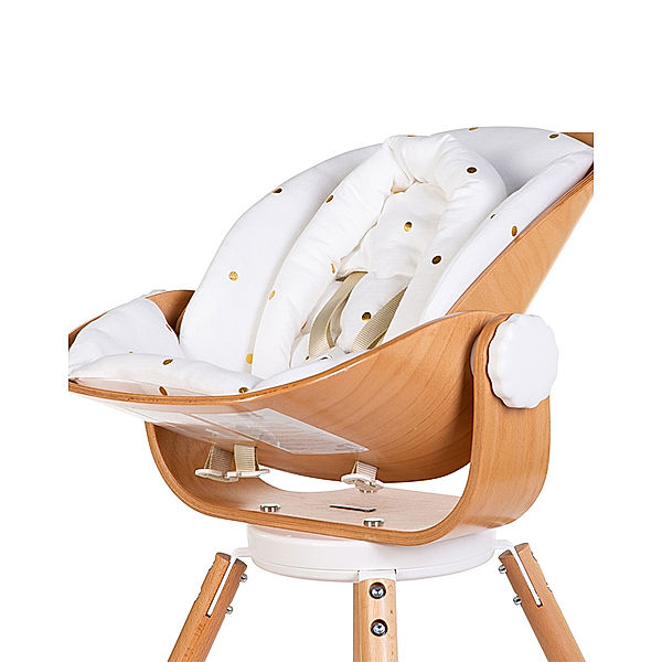 Childhome Jersey-Sitzkissen EVOLU NEWBORN GOLDENE PUNKTE in weiß