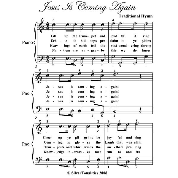 Jesus Is Coming Again Easy Piano Sheet Music, George E. Lee