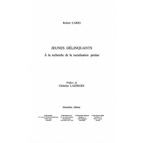 Jeunes delinquants / Hors-collection, Robert Cario