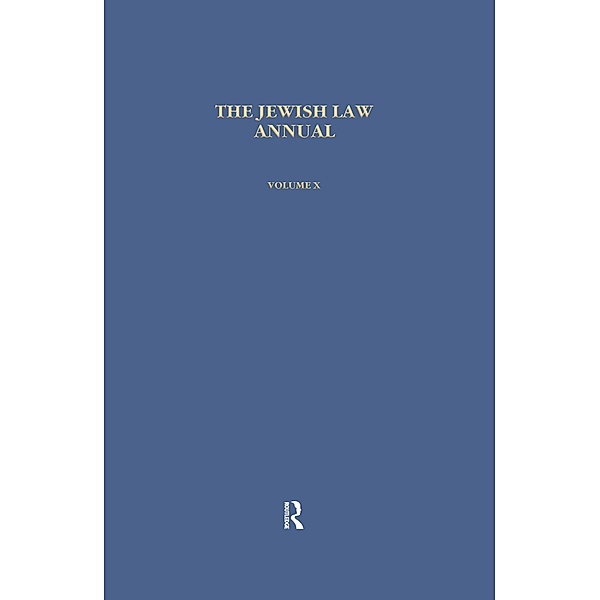 Jewish Law Annual (Vol 10), Bernard S Jackson