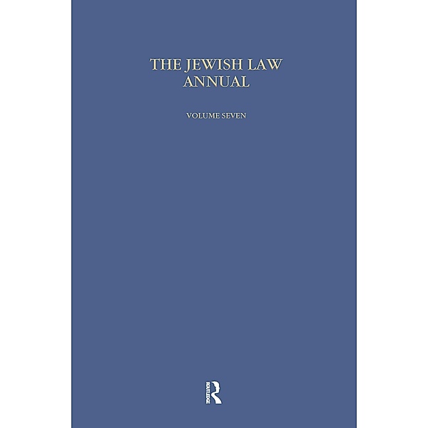 Jewish Law Annual (Vol 7), Bernard S Jackson