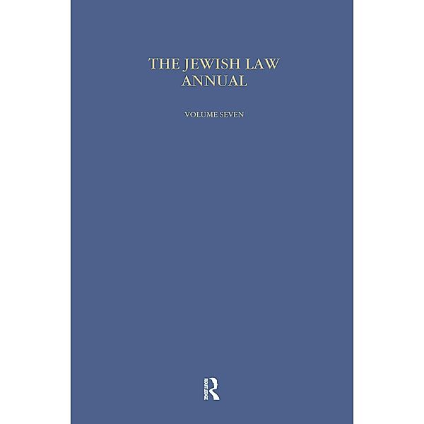 Jewish Law Annual (Vol 7), Bernard S Jackson