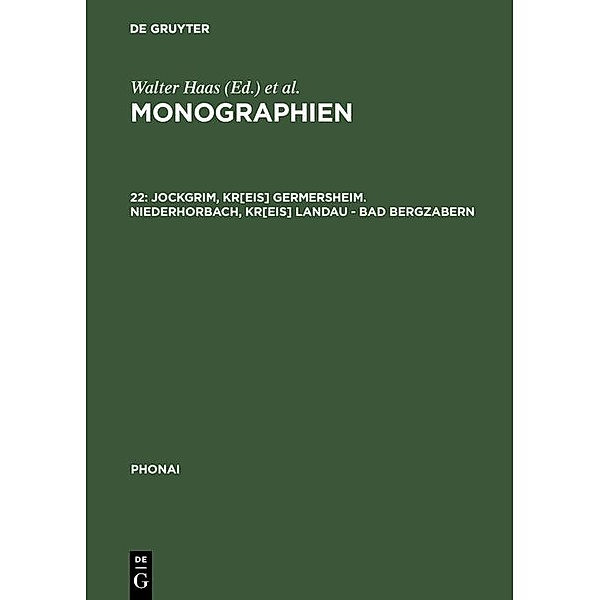 Jockgrim, Kr[eis] Germersheim. Niederhorbach, Kr[eis] Landau - Bad Bergzabern / Phonai Bd.22
