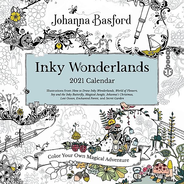 Johanna Basford 2021 Coloring Wall Calendar, Johanna Basford