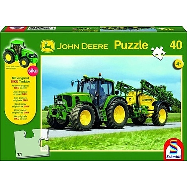 SCHMIDT SPIELE John Deere, Traktor 6630 mit Feldspritze (Kinderpuzzle)