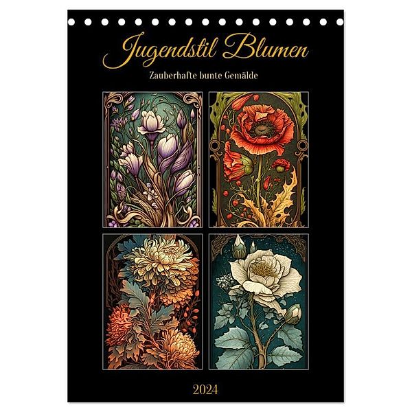 Jugendstil Blumen (Tischkalender 2024 DIN A5 hoch), CALVENDO Monatskalender, Sabine Löwer
