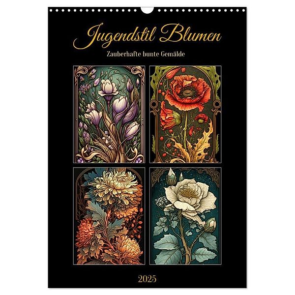 Jugendstil Blumen (Wandkalender 2025 DIN A3 hoch), CALVENDO Monatskalender, Calvendo, Sabine Löwer