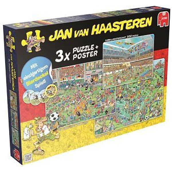 Jumbo - 3 in 1 Puzzle von Jan van Haasteren mit Bierdeckeln & Poster, Jan van Haasteren