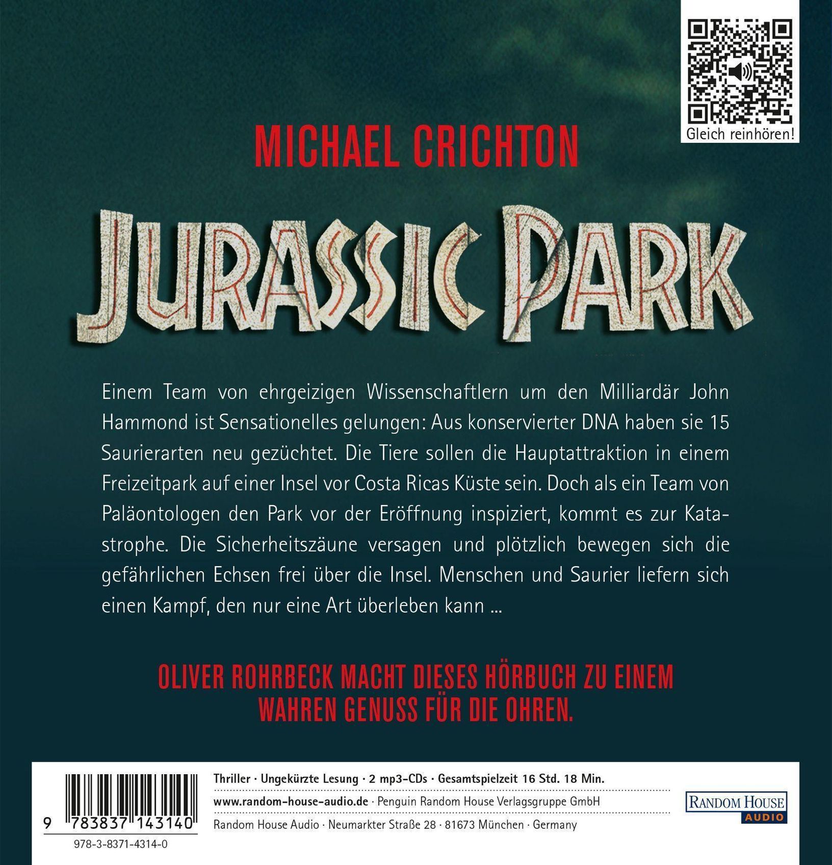 Jurassic Park, 2 Audio-CD, 2 MP3 Hörbuch günstig bestellen