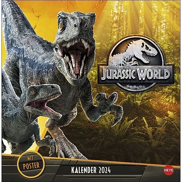 Jurassic World Broschurkalender 2024. Die Dinosaurier aus Jurassic World: Ein neues Zeitalter in einem großen Kalender zum Eintragen. Übersichtlicher Wandplaner und Blickfang.