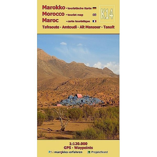 K14: Tafraoute - Amtoudi - Aït Mansour - Tanalt 1:120.000 + GPS-Waypoints, www.marokko-erfahren.de, A. + B. Conrad