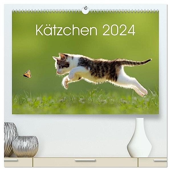 Kätzchen 2024 (hochwertiger Premium Wandkalender 2024 DIN A2 quer), Kunstdruck in Hochglanz, Leoba