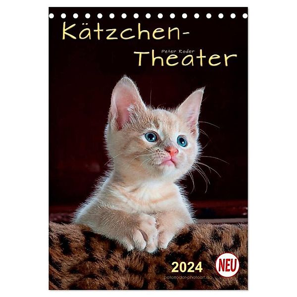 Kätzchen - Theater (Tischkalender 2024 DIN A5 hoch), CALVENDO Monatskalender, Peter Roder