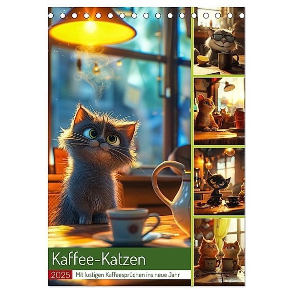 Kaffee-Katzen (Tischkalender 2025 DIN A5 hoch), CALVENDO Monatskalender, Calvendo, Steffen Gierok-Latniak