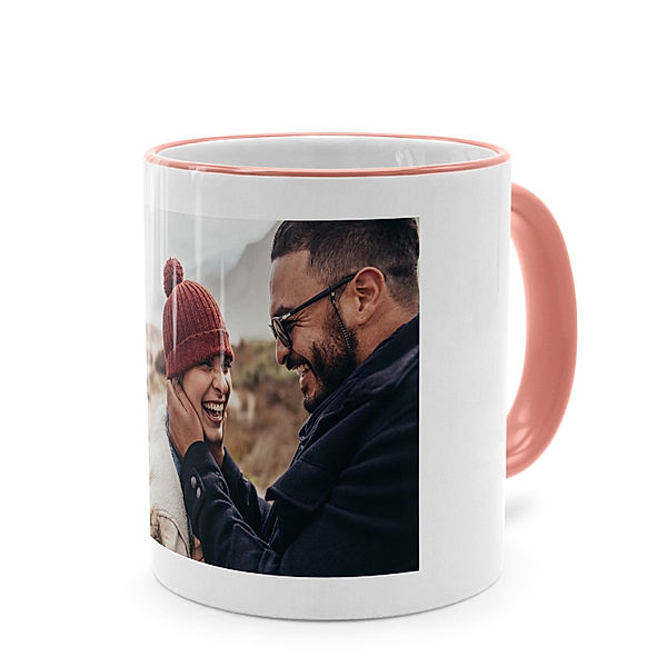 Kaffeebecher Color mit Foto selbst gestalten, 325 ml (Farbe: rosa)