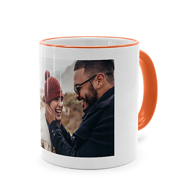Kaffeebecher Color mit Foto selbst gestalten, 325 ml (Farbe: orange)