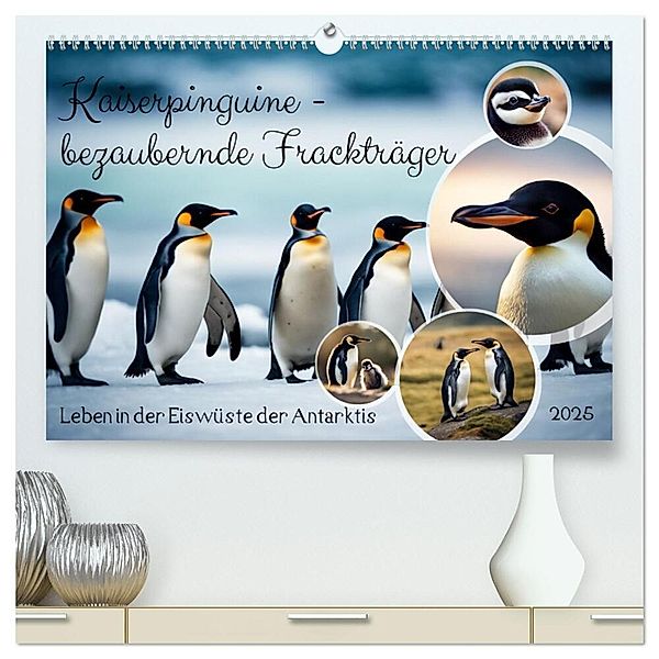 Kaiserpinguine - bezaubernde Frackträger (hochwertiger Premium Wandkalender 2025 DIN A2 quer), Kunstdruck in Hochglanz, Calvendo, Claudia Kleemann