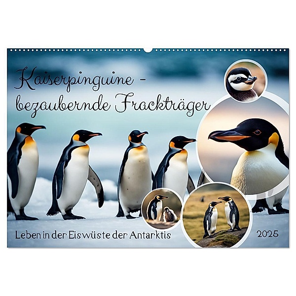 Kaiserpinguine - bezaubernde Frackträger (Wandkalender 2025 DIN A2 quer), CALVENDO Monatskalender, Calvendo, Claudia Kleemann