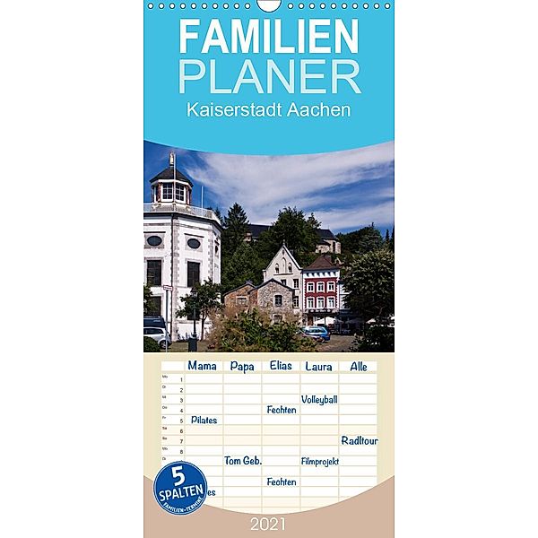 Kaiserstadt Aachen - Familienplaner hoch (Wandkalender 2021 , 21 cm x 45 cm, hoch), U boeTtchEr