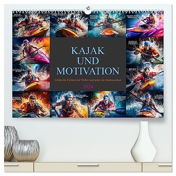 Kajak und Motivation (hochwertiger Premium Wandkalender 2024 DIN A2 quer), Kunstdruck in Hochglanz, Dirk Meutzner