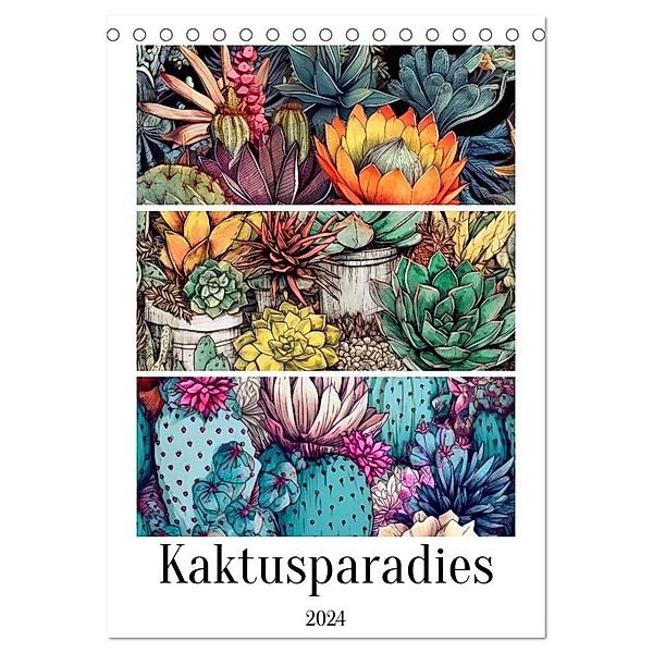 Kaktusparadies (Tischkalender 2024 DIN A5 hoch), CALVENDO Monatskalender, Justyna Jaszke JBJart