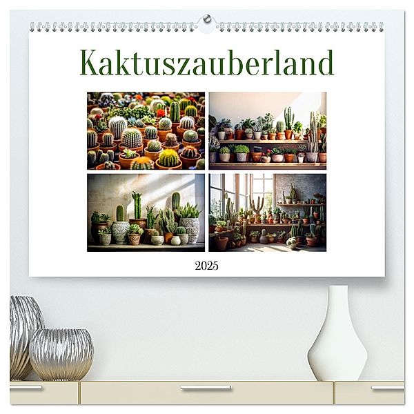 Kaktuszauberland (hochwertiger Premium Wandkalender 2025 DIN A2 quer), Kunstdruck in Hochglanz, Calvendo, Justyna Jaszke JBJart