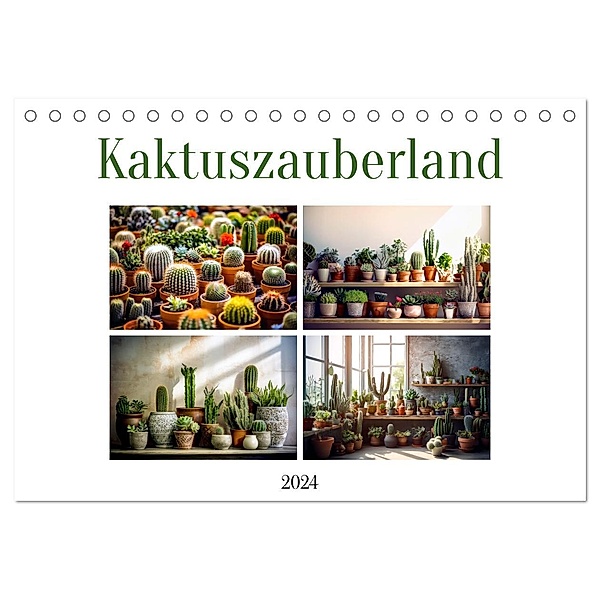 Kaktuszauberland (Tischkalender 2024 DIN A5 quer), CALVENDO Monatskalender, Justyna Jaszke JBJart