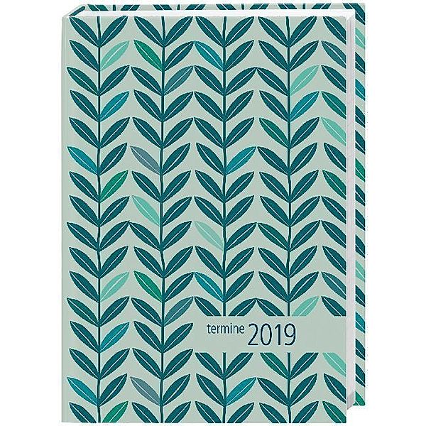 Kalenderbuch Blätter petrol 2019