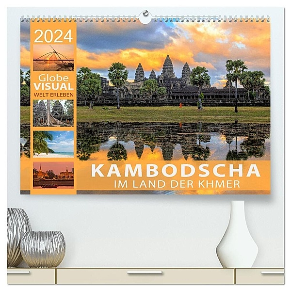 KAMBODSCHA - Im Land der Khmer (hochwertiger Premium Wandkalender 2024 DIN A2 quer), Kunstdruck in Hochglanz, Globe VISUAL