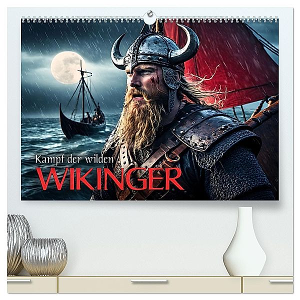 Kampf der wilden Wikinger (hochwertiger Premium Wandkalender 2025 DIN A2 quer), Kunstdruck in Hochglanz, Calvendo, Renate Utz