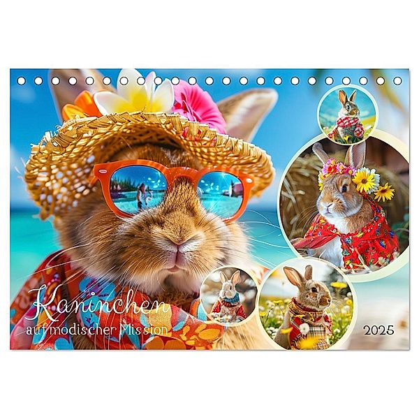 Kaninchen auf modischer Mission (Tischkalender 2025 DIN A5 quer), CALVENDO Monatskalender, Calvendo, Rose Hurley