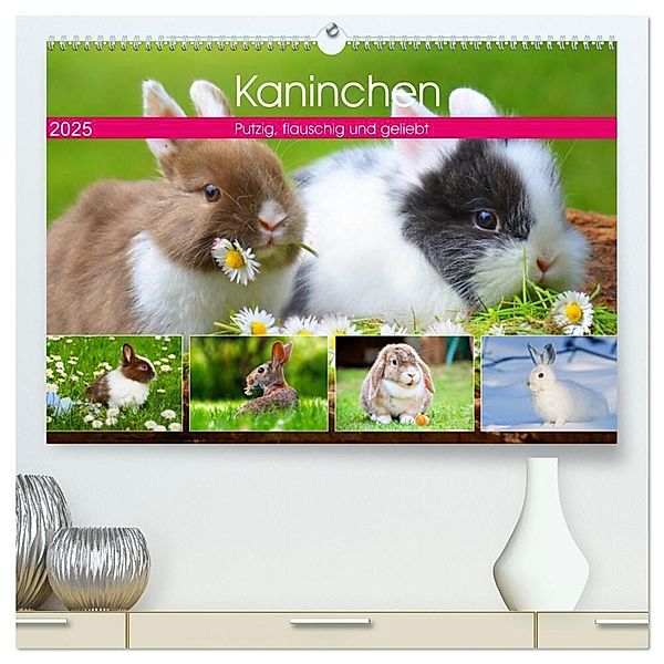 Kaninchen. Putzig, flauschig und geliebt (hochwertiger Premium Wandkalender 2025 DIN A2 quer), Kunstdruck in Hochglanz, Calvendo, Rose Hurley