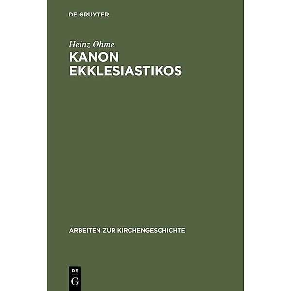 Kanon ekklesiastikos, Heinz Ohme