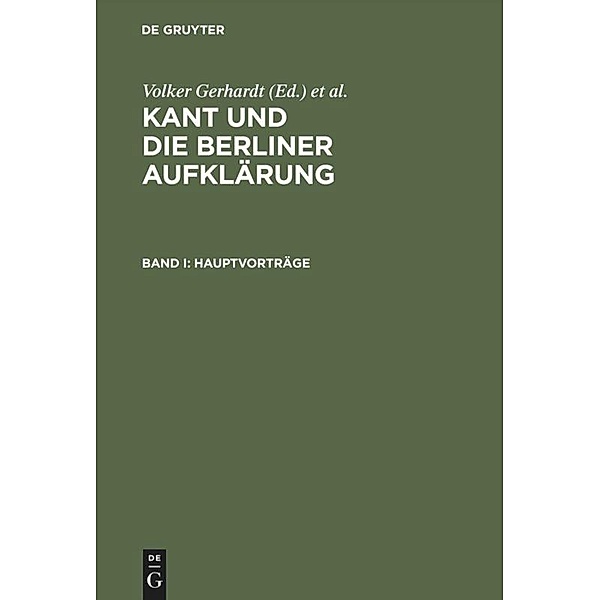 Kant und die Berliner Aufklärung, 5 Bde.