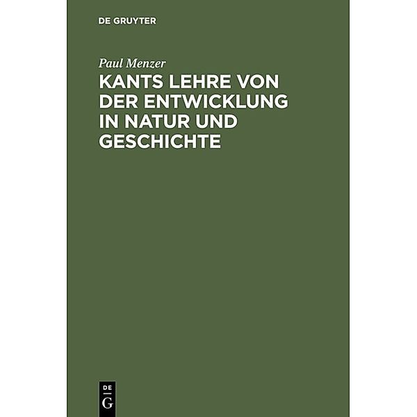 Kants Lehre von der Entwicklung in Natur und Geschichte, Paul Menzer