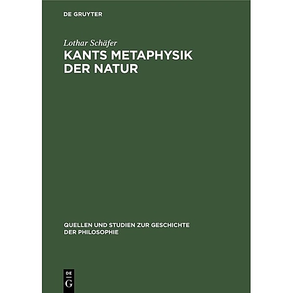 Kants Metaphysik der Natur, Lothar Schäfer