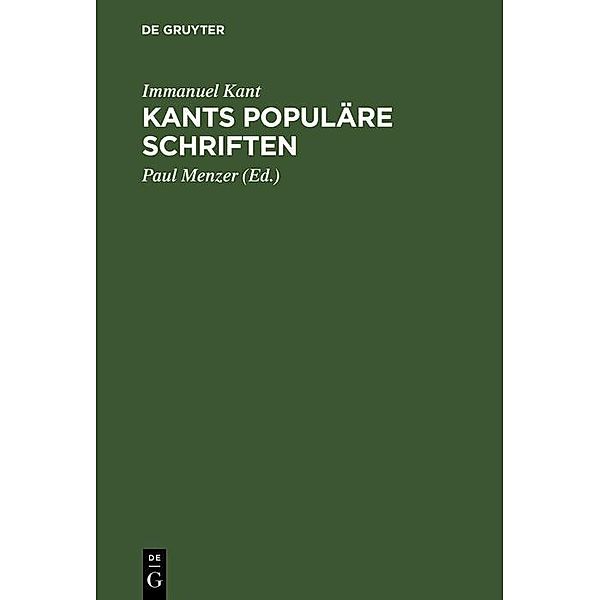 Kants Populäre Schriften, Immanuel Kant