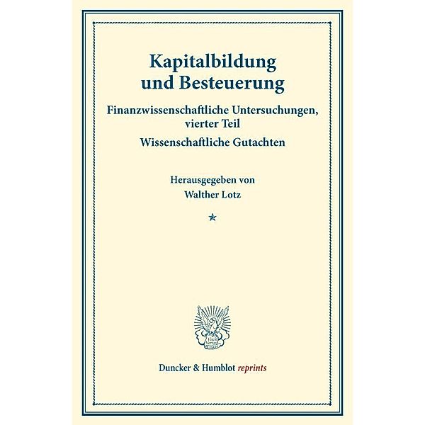 Kapitalbildung und Besteuerung.