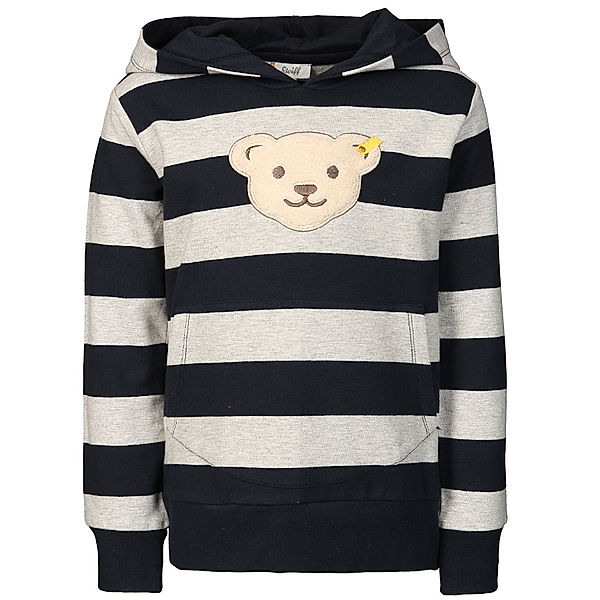 Steiff Kapuzen-Sweater BEAR TO SCHOOL MINI BOYS mit Quietsche in grey melange/navy