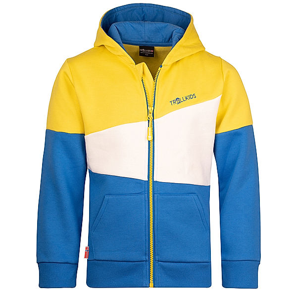 TROLLKIDS Kapuzen-Sweatjacke ALESUND in hazel yellow/glow blue